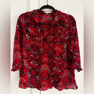 Grace & Mila Red Floral Blouse (Size S)